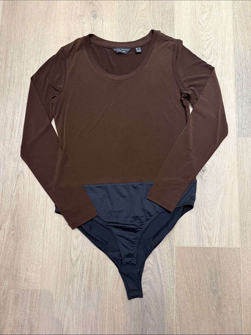 Susan Graver Dark Brown Long Sleeve Bodysuit